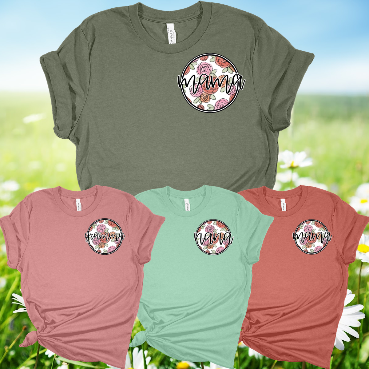 Watercolor Floral Oversized Pocket Circle (Mother's Day) - Customize with ANY name