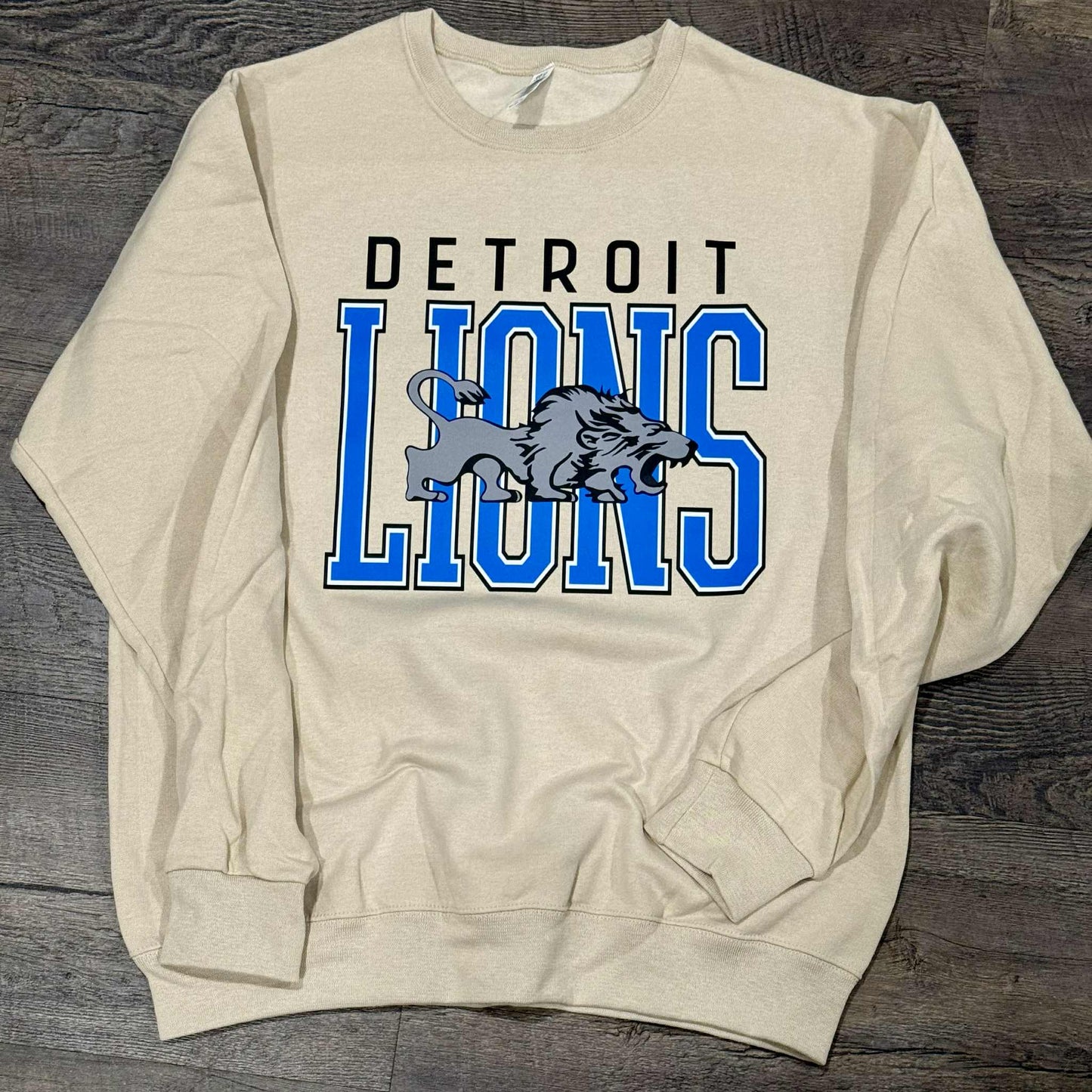 Ready To Ship - Detroit Football Retro Gray Lion Crewneck