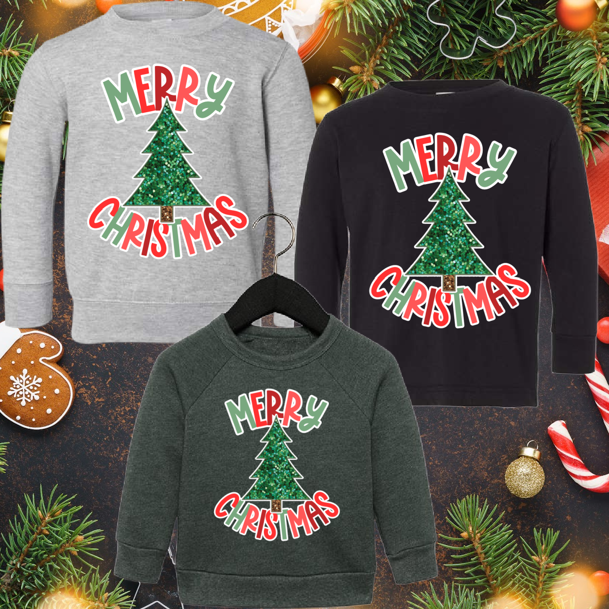 Merry Christmas Faux Sequin Tree - Youth