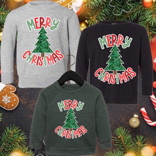 Merry Christmas Faux Sequin Tree - Youth