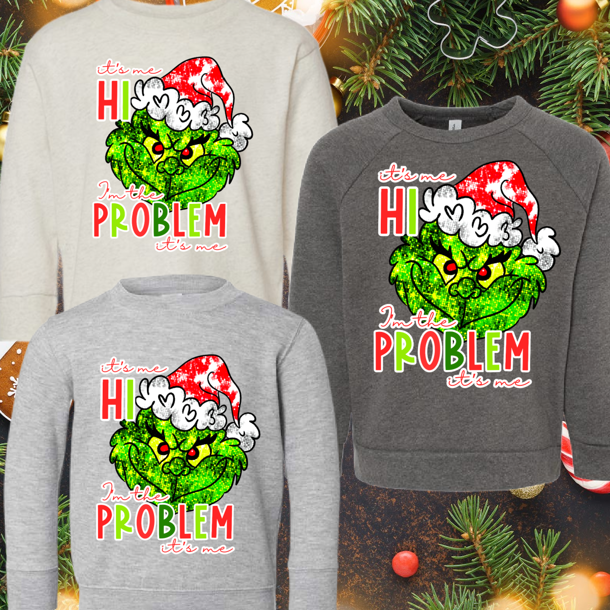 It's Me Hi - FAUX Sequin Green Guy - Youth