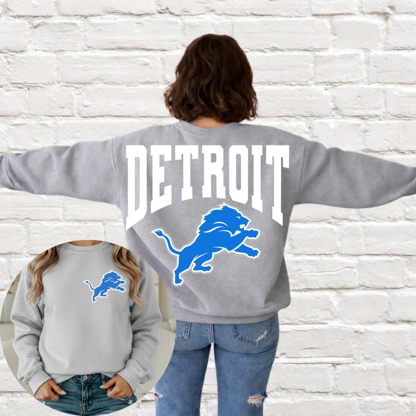 Detroit Football - Big Across The Back Crewneck Warped