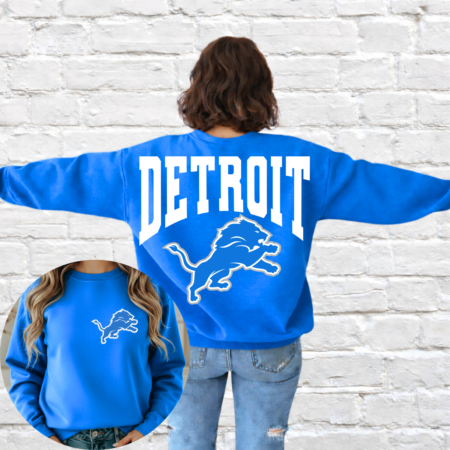 Detroit Football - Big Across The Back Crewneck Warped