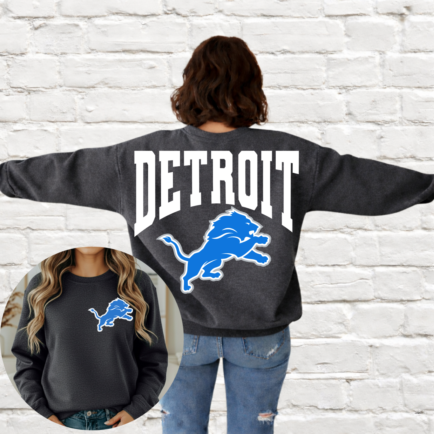 Detroit Football - Big Across The Back Crewneck Warped