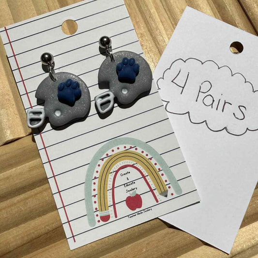 John Glenn Bobcats - Gray Football Helmet Earrings