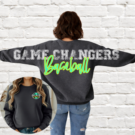 GLB Game Changers - Big Across The Back Crewneck Distressed Lettering (Dark Gray Heather)