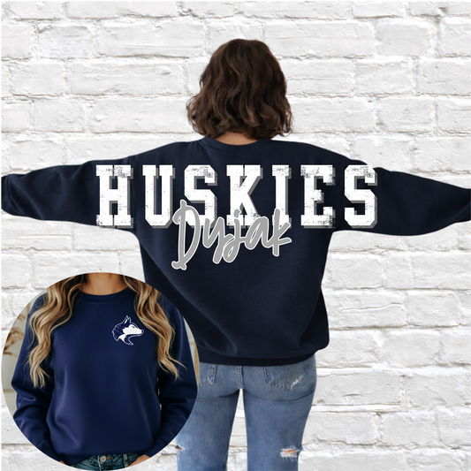 Hemlock Huskies - Big Across The Back Crewneck NAVY (Youth & Adult)