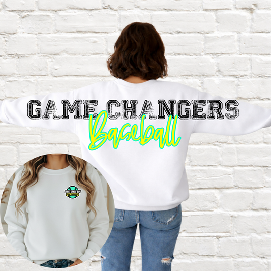GLB Game Changers - Big Across The Back Crewneck Distressed Lettering (White)