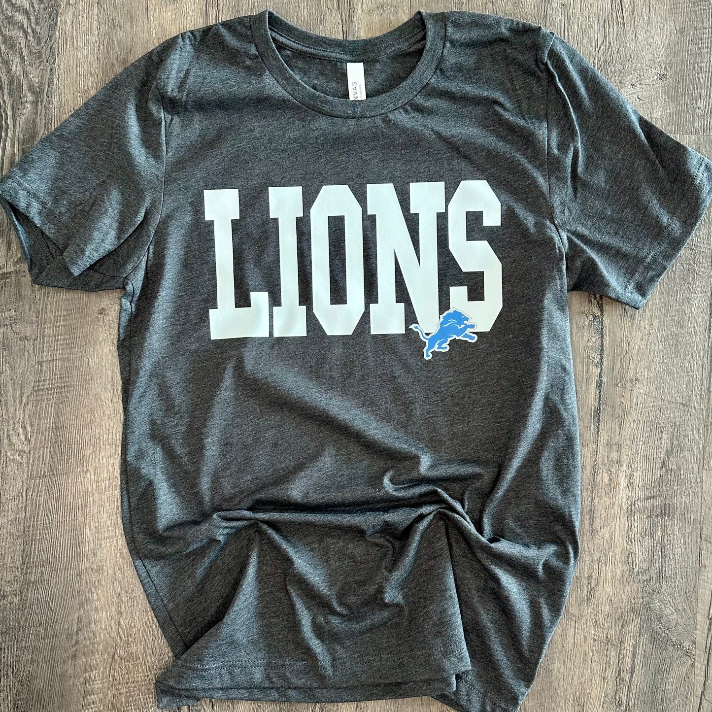 Detroit Lions VARSITY Tee (Heather Charcoal) - Ready To Ship