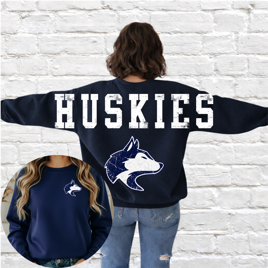 Hemlock Huskies - Big Across The Back Crewneck NAVY (Youth & Adult)