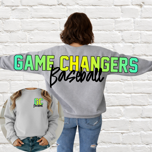 GLB Game Changers - Big Across The Back Crewneck Ombre Lettering (Athletic Gray)