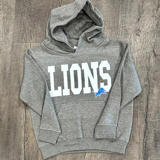 Detroit Lions VARSITY Hoodie-YOUTH (Granite Gray) - Ready To Ship