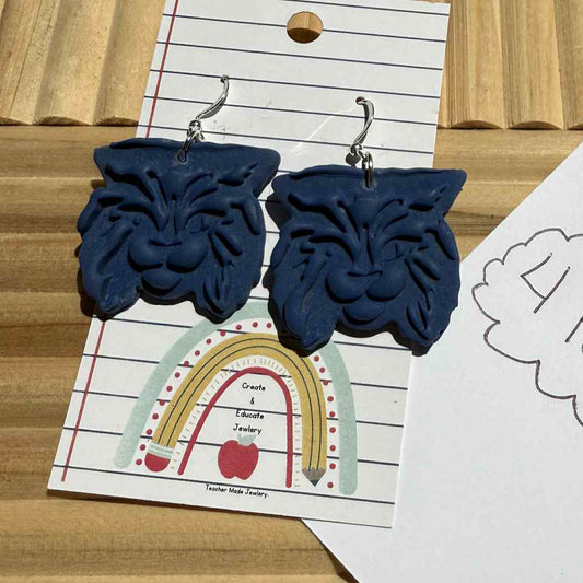 John Glenn Bobcats - Navy Mascot Earrings