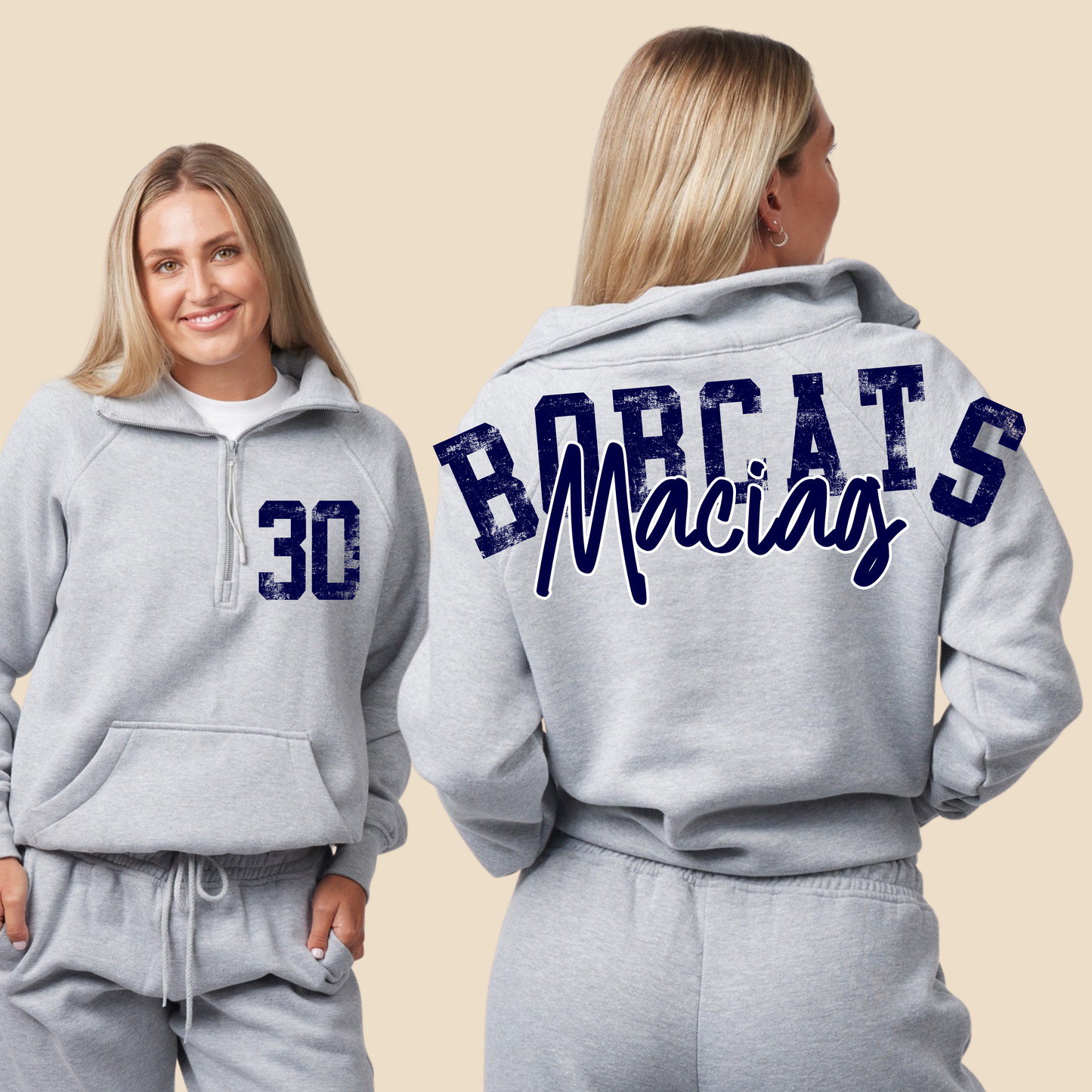 Bobcat Football - 1/4 Zip Crewneck (Youth & Adult)