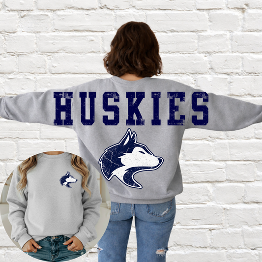 Hemlock Huskies - Big Across The Back Crewneck ATHLETIC GRAY (Youth & Adult)