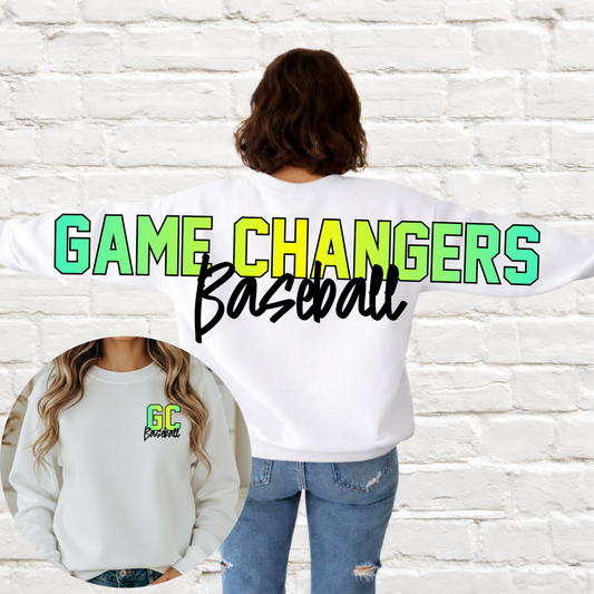GLB Game Changers - Big Across The Back Crewneck Ombre Lettering (White)