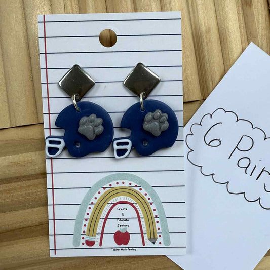 John Glenn Bobcats - Navy Football Helmet Earrings