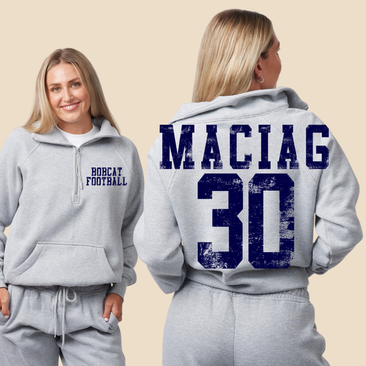 Bobcat Football - 1/4 Zip Crewneck (Youth & Adult)