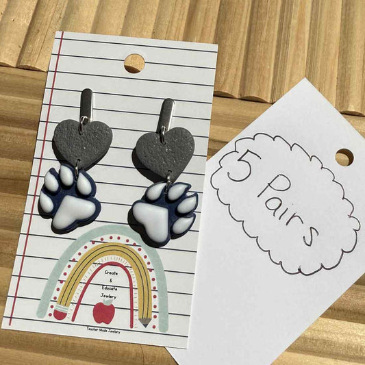 John Glenn Bobcats - Heart & Paw Duo Earrings