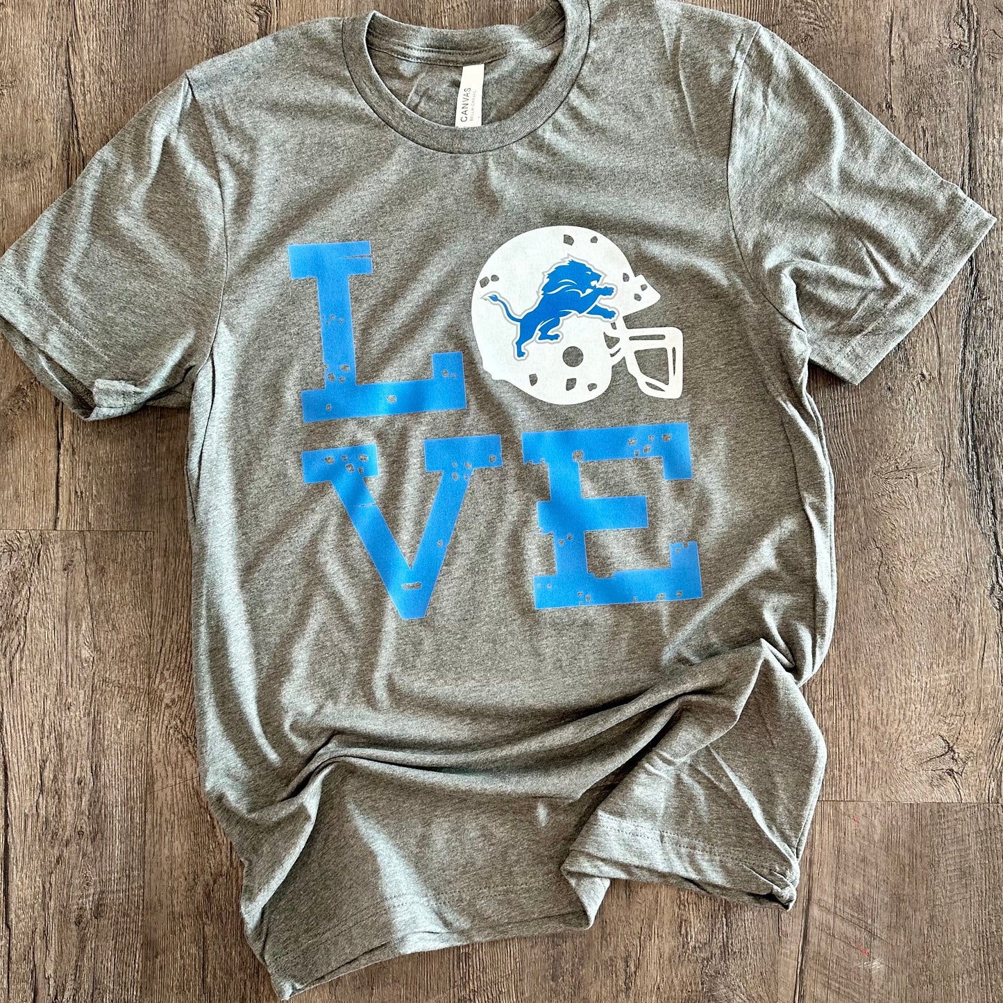 Detroit Lions LOVE Tee (Deep Heather Gray) - Ready To Ship