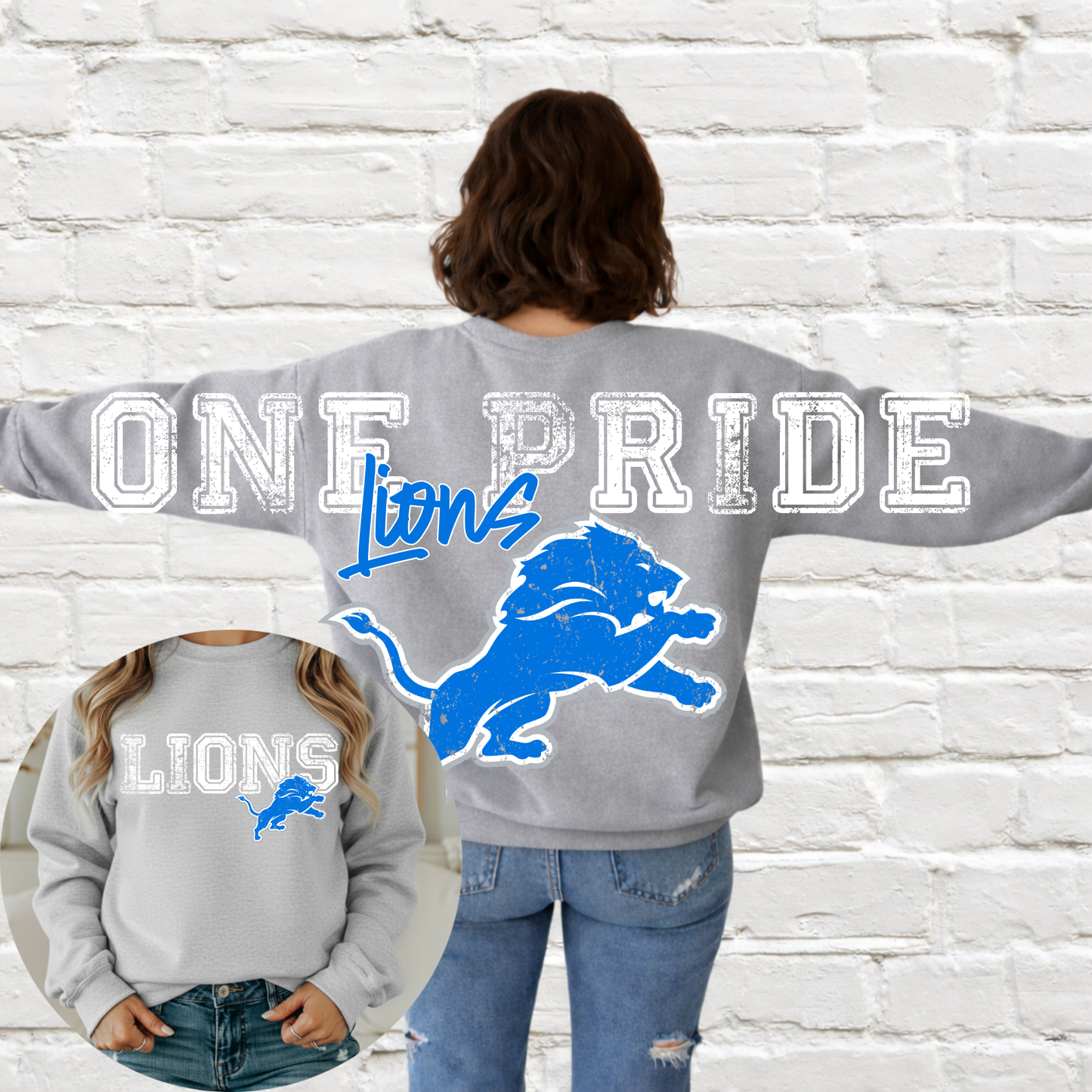 Detroit Football - Big Across The Back Crewneck One Pride