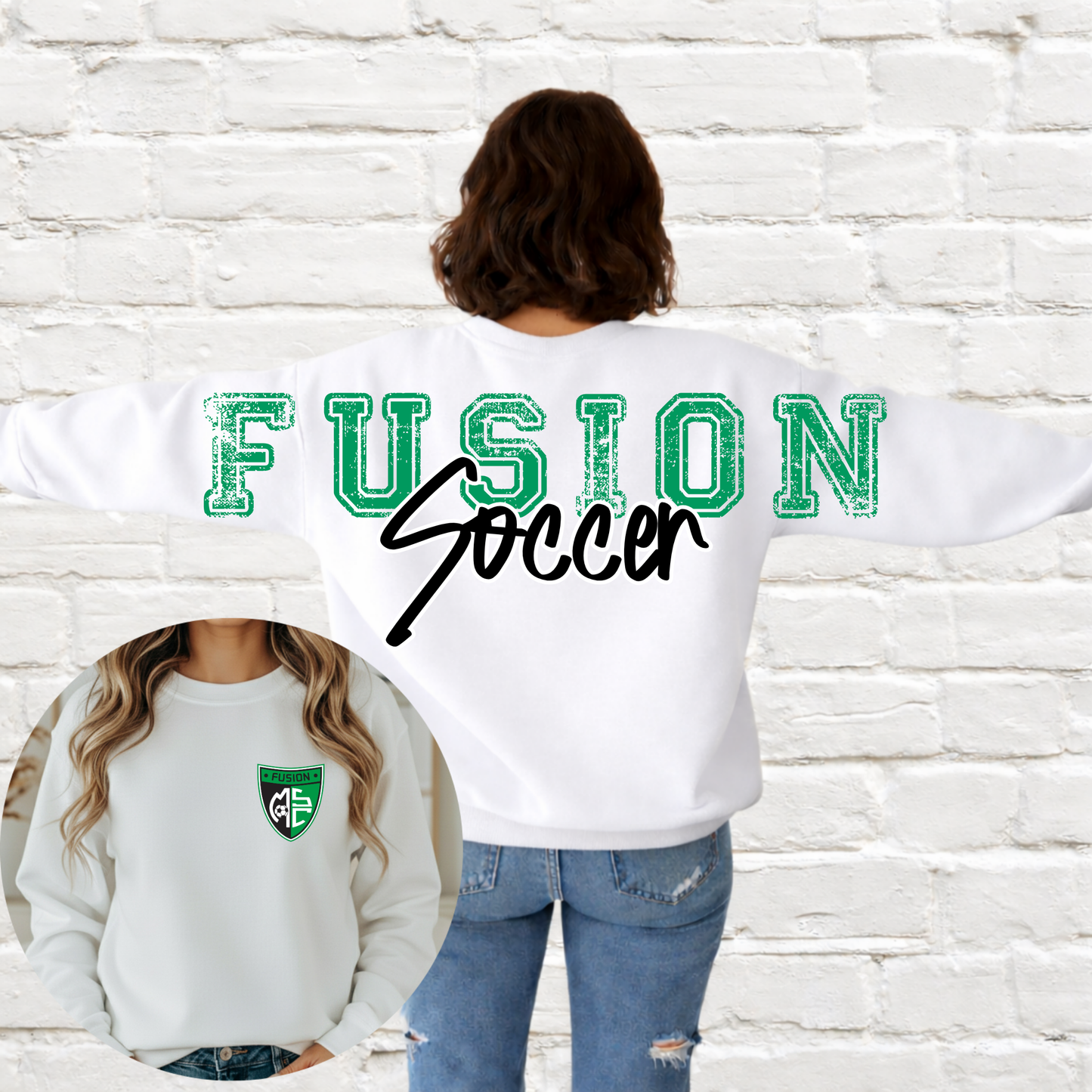 Midland Fusion Soccer - Big Across The Back Crewneck (White)
