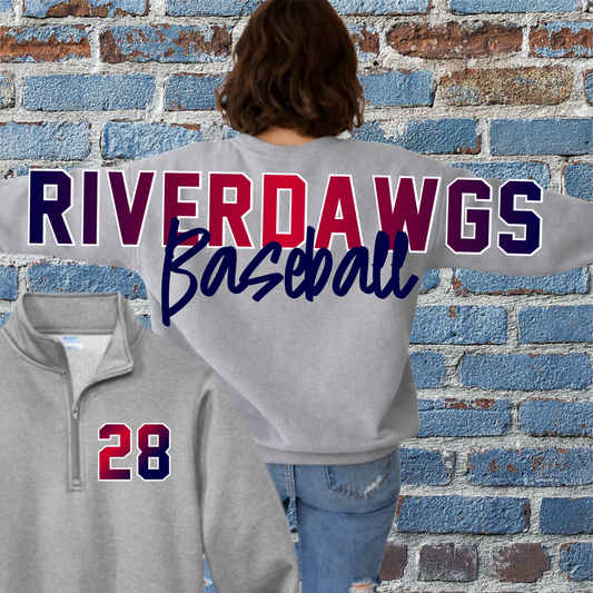 Saginaw Bay Riverdawgs - Big Across The Back QUARTER ZIP Ombre Lettering