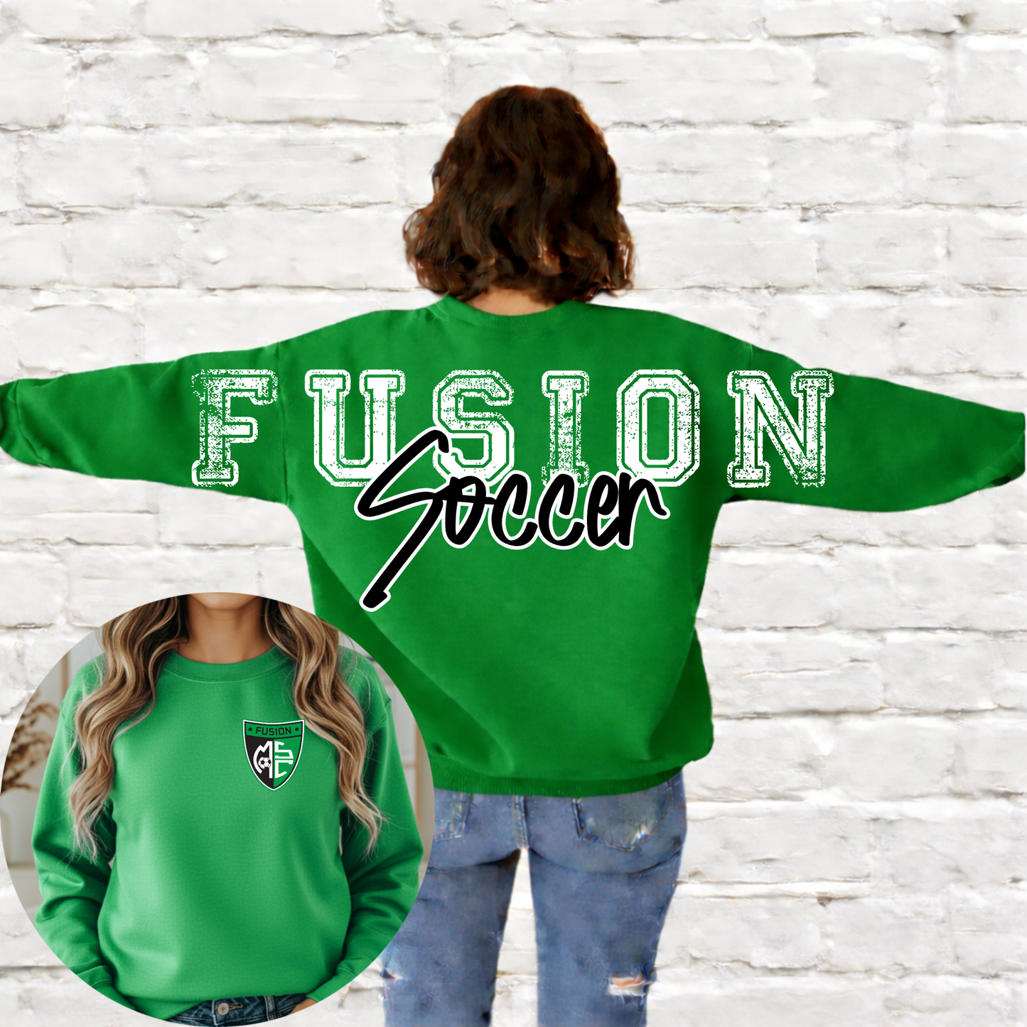 Midland Fusion Soccer - Big Across The Back Crewneck (Kelly Green)