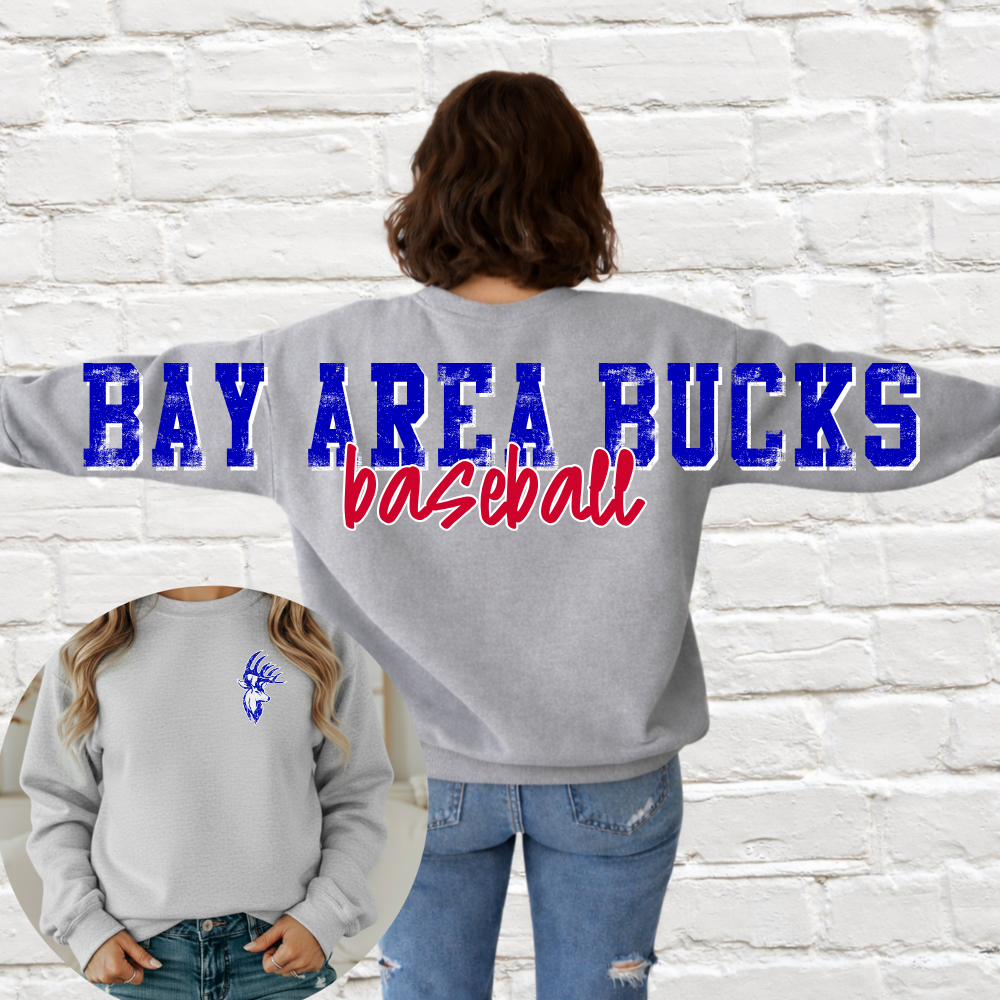 Bay Area Bucks Baseball - Big Across The Back Crewneck  (Youth & Adult)