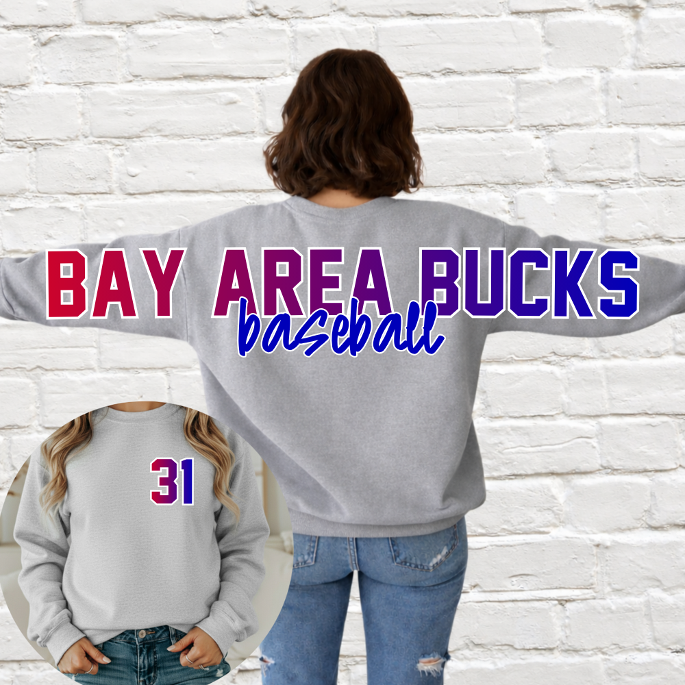 Bay Area Bucks Baseball - Big Across The Back Crewneck  (Youth & Adult)