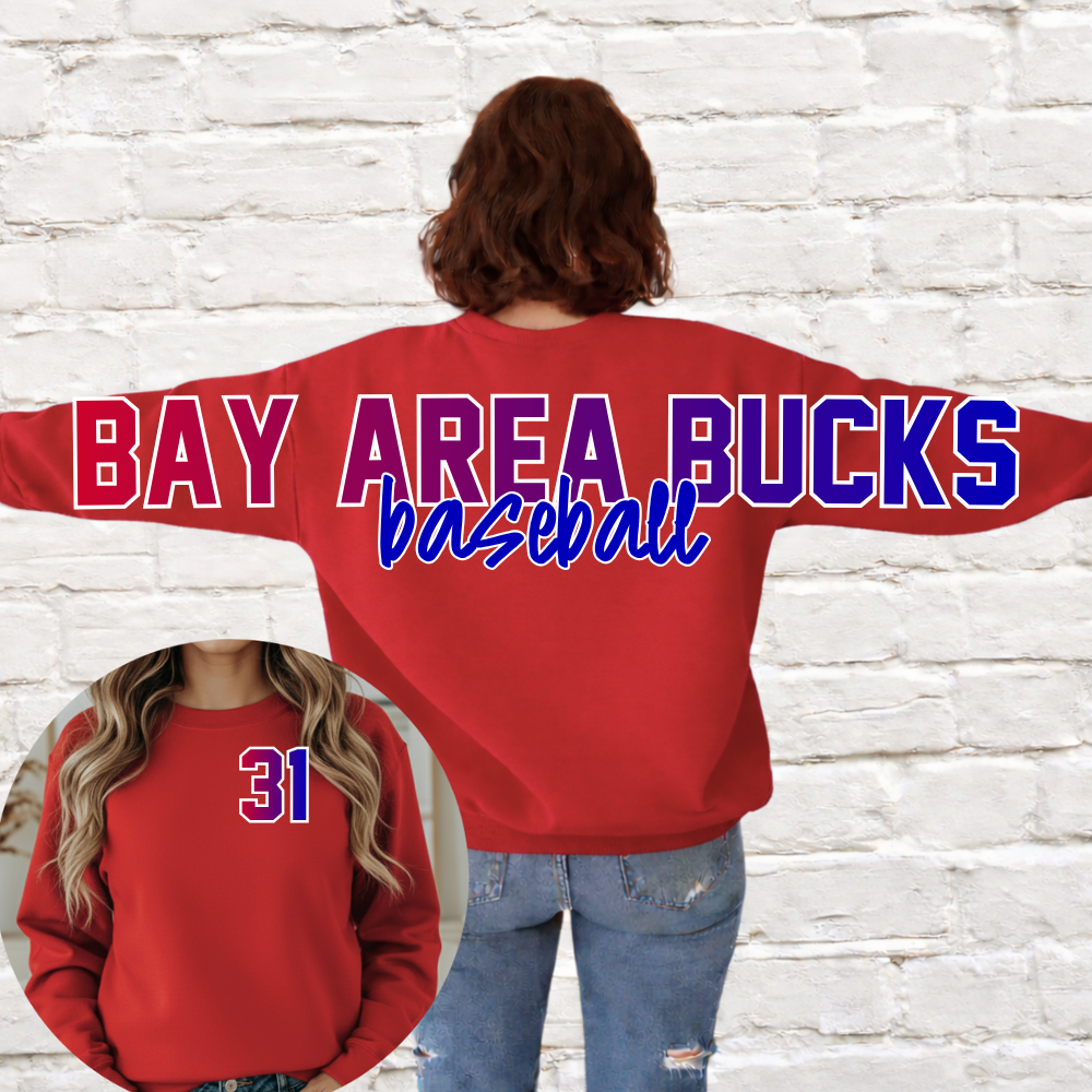 Bay Area Bucks Baseball - Big Across The Back Crewneck  (Youth & Adult)