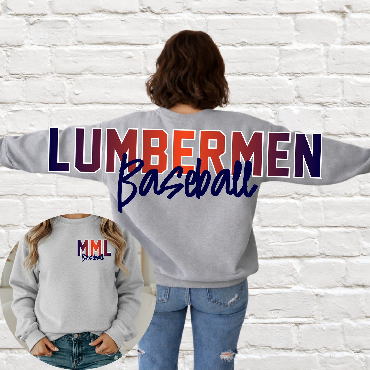 Mid Michigan Lumbermen - Big Across The Back Crewneck Ombre Lettering