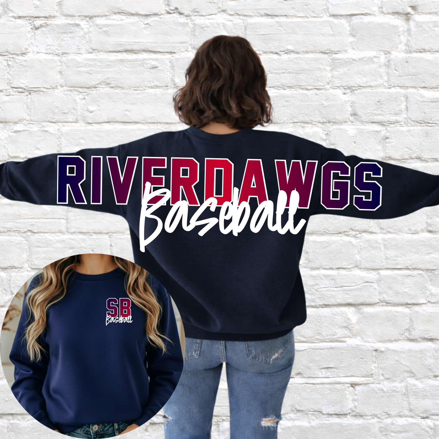 Saginaw Bay Riverdawgs - Big Across The Back Crewneck Ombre Lettering