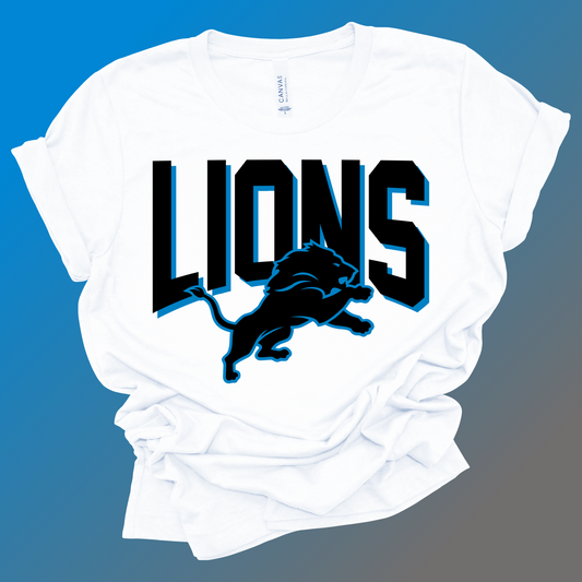 Detroit Football - Black Offset (White Bella Tee)