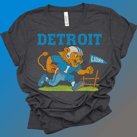 Detroit Football - Heather Charcoal Bella Tee