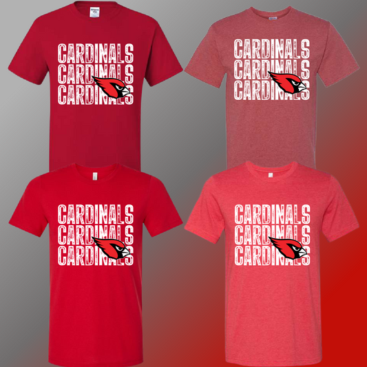 St. John Cardinals - Red Repeating Stamped Tee (Short & Long Sleeve)