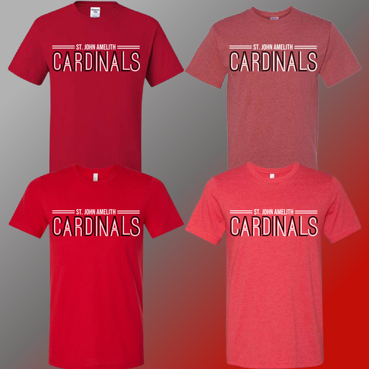 St. John Cardinals - Red Double Font Tee (Short & Long Sleeve)