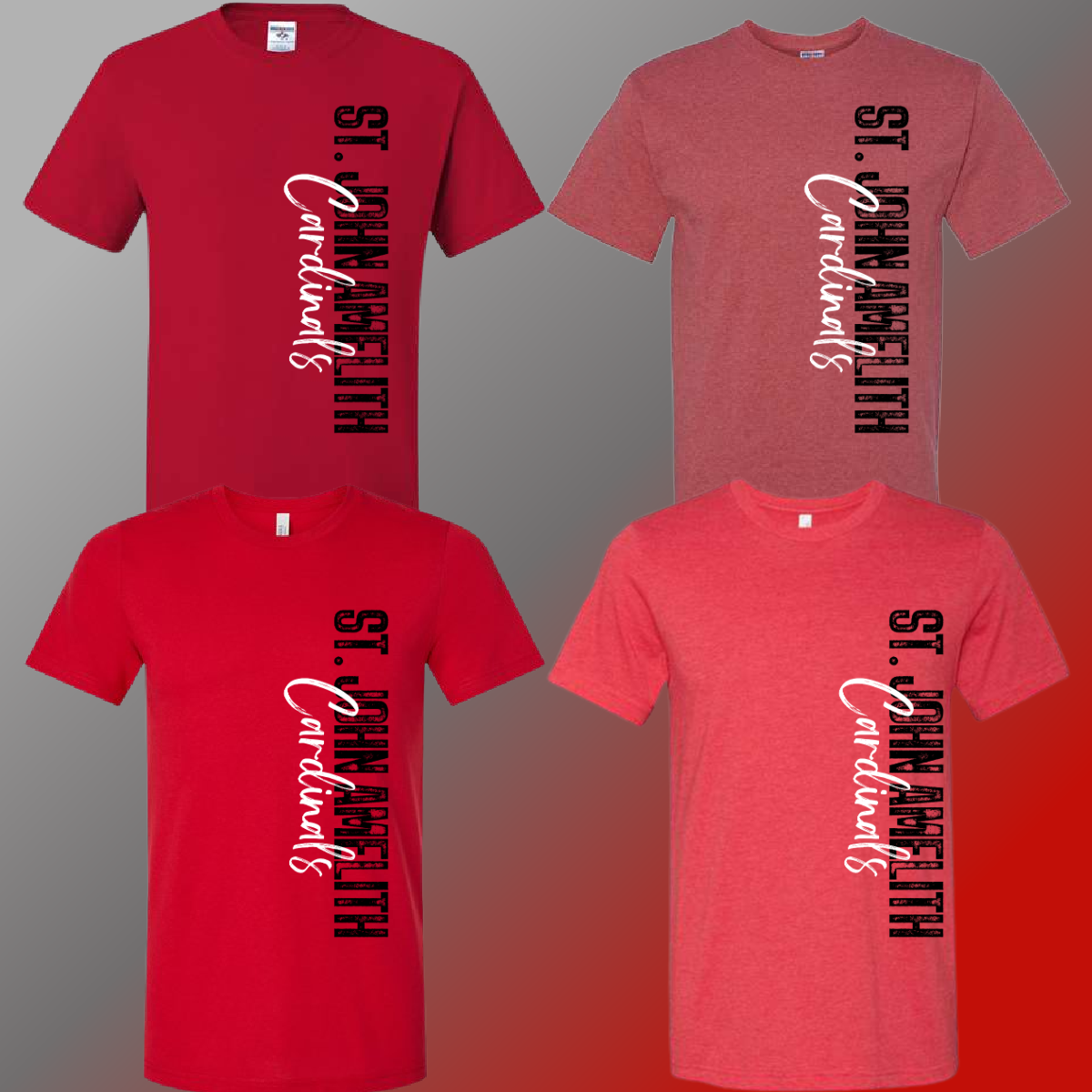 St. John Cardinals - Red Vertical Stamped Tee (Short & Long Sleeve)