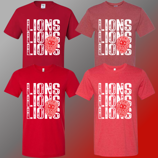 Linwood Lions - Red Repeating Stamped Tee