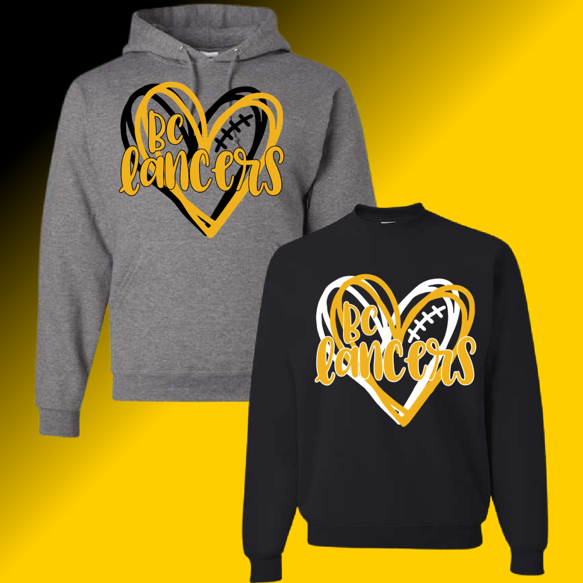 Bullock Creek Lancers  - Football Heart Basic Sweatshirt