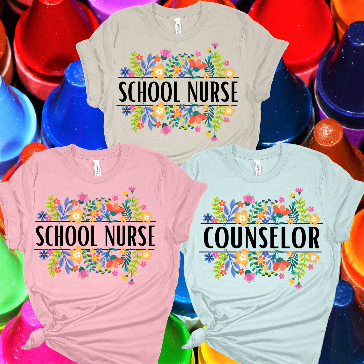 School Occupations Floral Tee (Adult) - MADE TO ORDER/TWO WEEKS