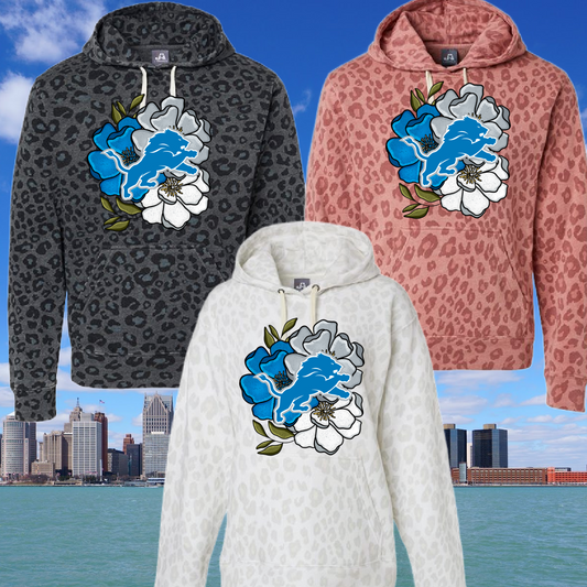 Lions FLORAL Animal Print Hoodie (Adult) - MADE TO ORDER/TWO WEEKS