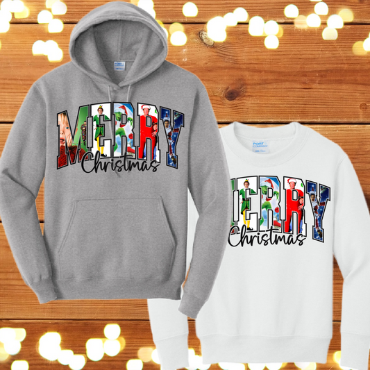 MERRY Movie Characters Sweatshirt-Varsity Lettering (Youth & Adult)