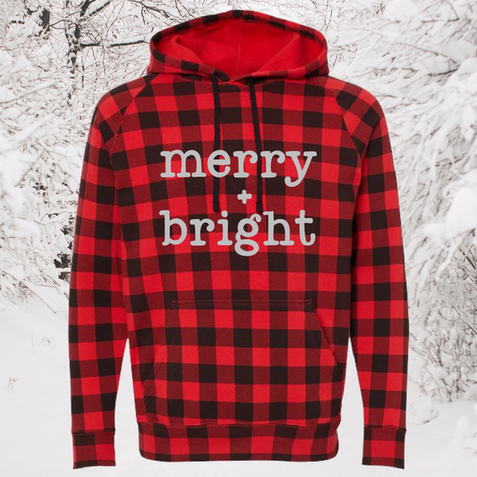 🐻 Fat Bear Friday - Merry & Bright Buffalo Plaid Hoodie