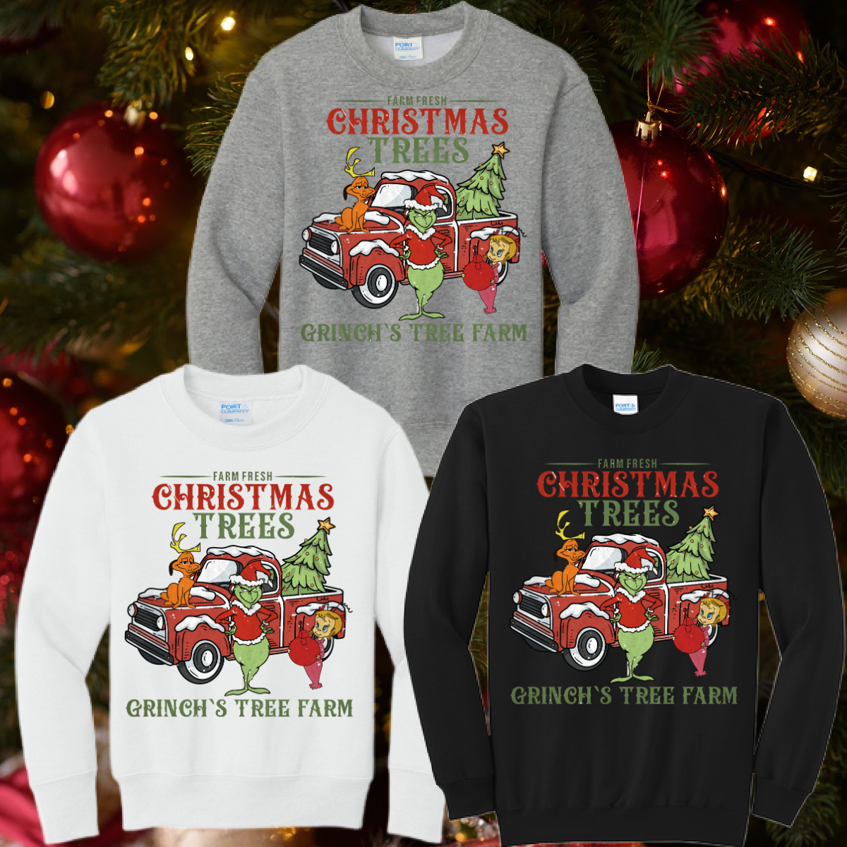 🐻 Fat Bear Friday -Gr!nch Tree Farm Crewneck - Youth & Adult