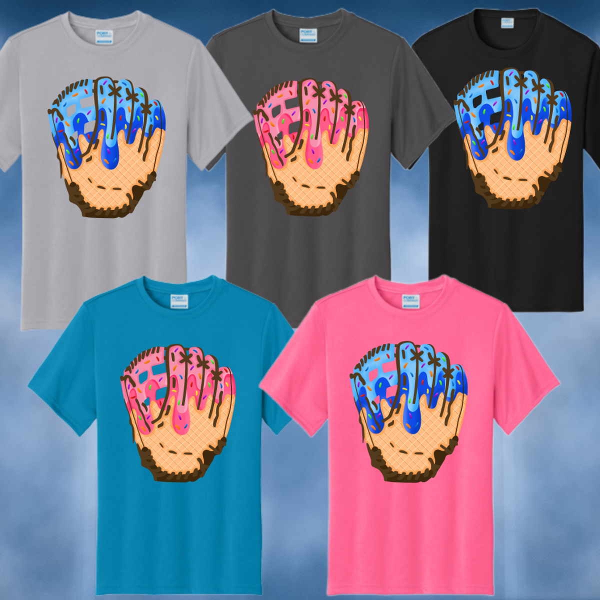 Baseball Ice Cream Drip Glove Performance Tee (Youth)