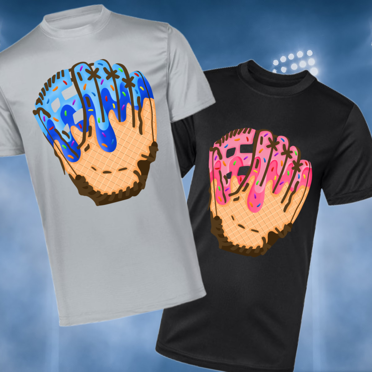 Baseball Ice Cream Drip Glove Performance Tee (Youth)