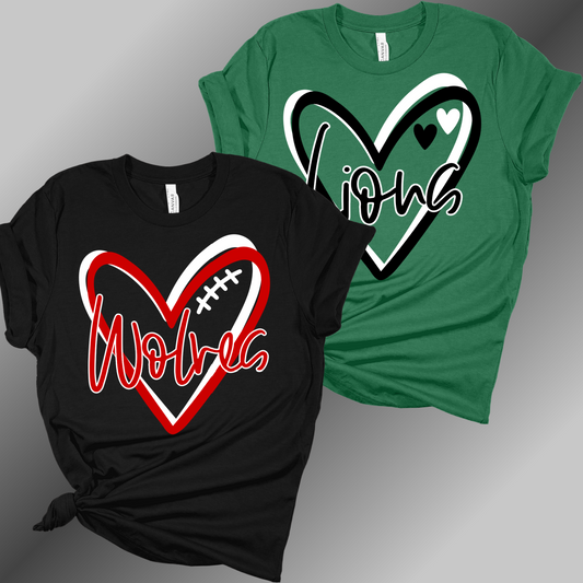 School Spirit - Doodle Heart CUSTOMIZABLE! ANY SCHOOL/ANY COLORS! (Adult)