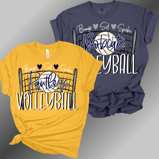 School Spirit - Volleyball Doodle Net Tee CUSTOMIZABLE! ANY SCHOOL/ANY COLORS! (Adult)