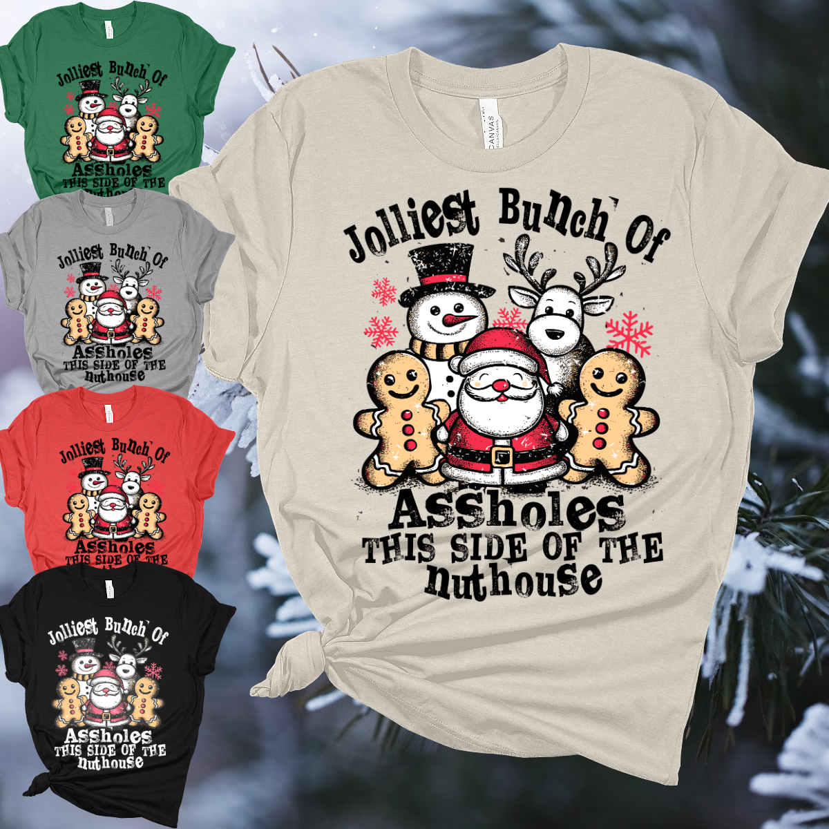 Jolliest Bunch of Assholes Christmas - Bella Canvas Tee (Adult)
